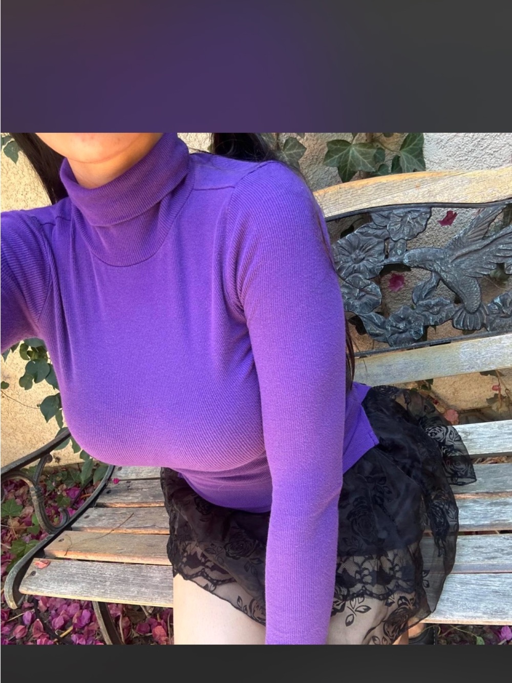 Ambiance Purple Ribbed Turtleneck Top